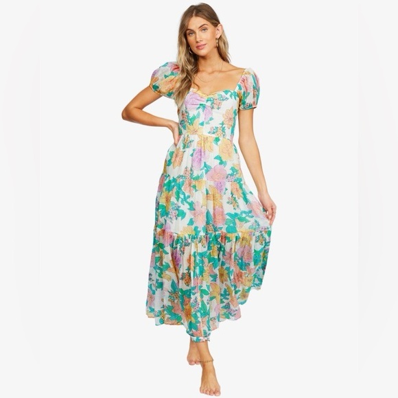 Billabong Floral Puff Sleeve Maxi Dress - Picture 2 of 8